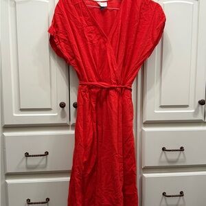 Vibrant Red Wrap Dress